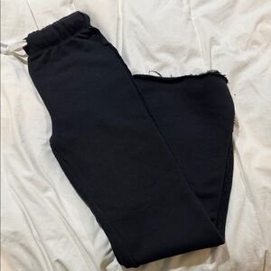 Katie J NYC Black Flare Raw Hem Sweatpants M